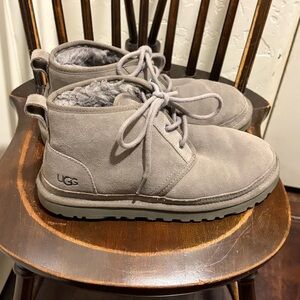 Ugg Neumel Winter Boots Gray Suede Sheep Skin Chukka Leather Men's Size 7
